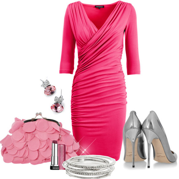 с чем носить розовое платье