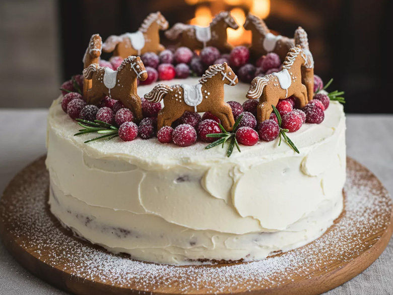 новогодний торт с лошадками